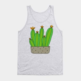 Cute Cactus Design #119: Cacti Group With Yellow-Orange Blooms Tank Top